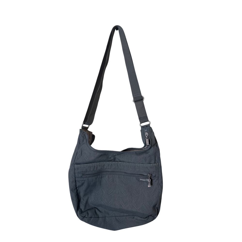 BaggalliniGray Nylon Medium Crossbody Shoulder Bag Purse Key Clip c2